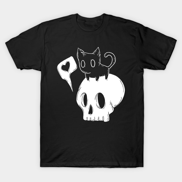 Skull and kitty T-Shirt by Jess Adams